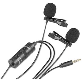 მიკროფონი Boya BY-M1DM, Dual Lavalier Microphone, 3.5mm, Black